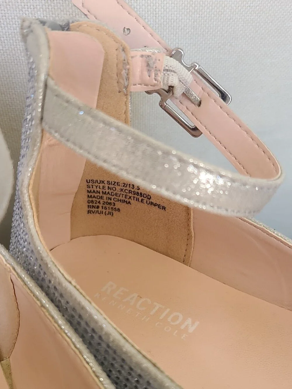 Reaction Kenneth Cole Shimmering Silver Ankle-Strap Flats